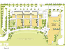 This drawing of the site plan shows the future home of surrounding buildings. - Photo Credit: Studio E Architects